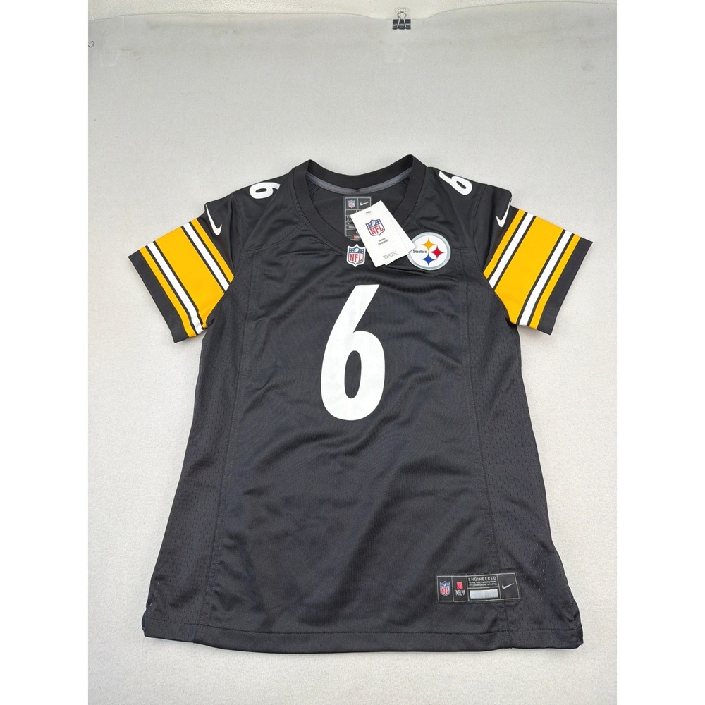 Nike‎ Pittsburgh Steelers Womens Jersey Black Gold Number 6 NFL Home Size M New
